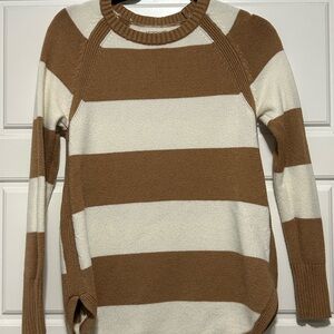 Anthropologie Rebekah Brown and Cream Striped Sweater